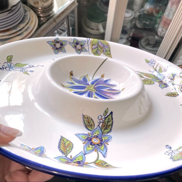 Home Accents White blue Floral serving appetizer platter veggie tray - Picture 6 of 11